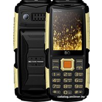 Кнопочный телефон BQ BQ-2430 Tank Power (черный/золотистый)