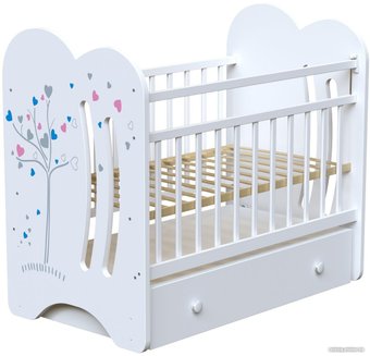 Классическая детская кроватка VDK Wind Tree маятник с ящиком (белый)