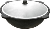 Узбекский чугунный с крышкой, круглое дно (10 л)