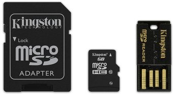 Kingston microSDXC (Class 10) 64GB + адаптер + карт-ридер (MBLY10G2/64GB)
