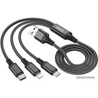 Кабель Hoco X76 USB Type-A - microUSB/USB Type-C/Lightning (1 м, черный)