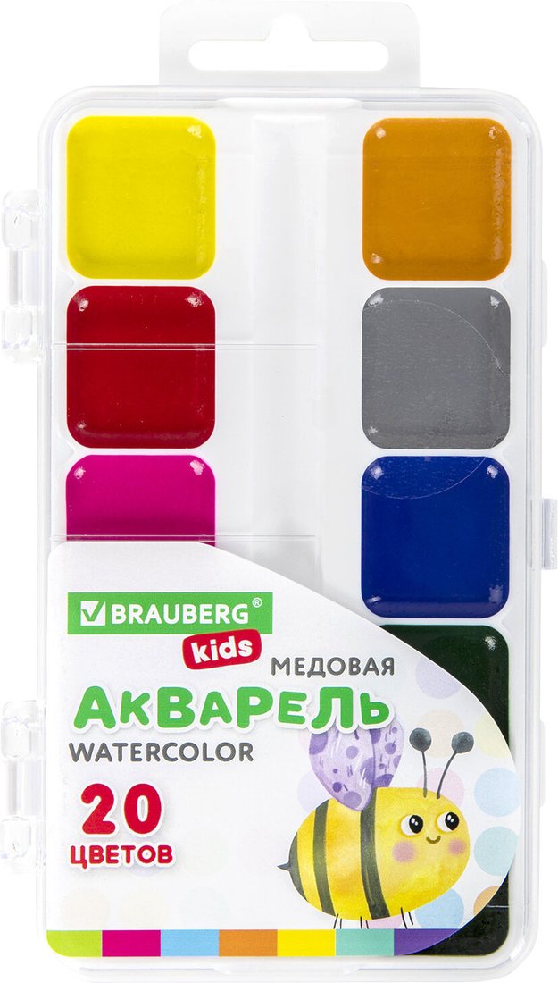 

Акварельные краски BRAUBERG Kids 192283 (20 цветов)