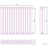 Стальной трубчатый радиатор Сунержа Эстет-11 500х630 14 секций (темный титан муар)