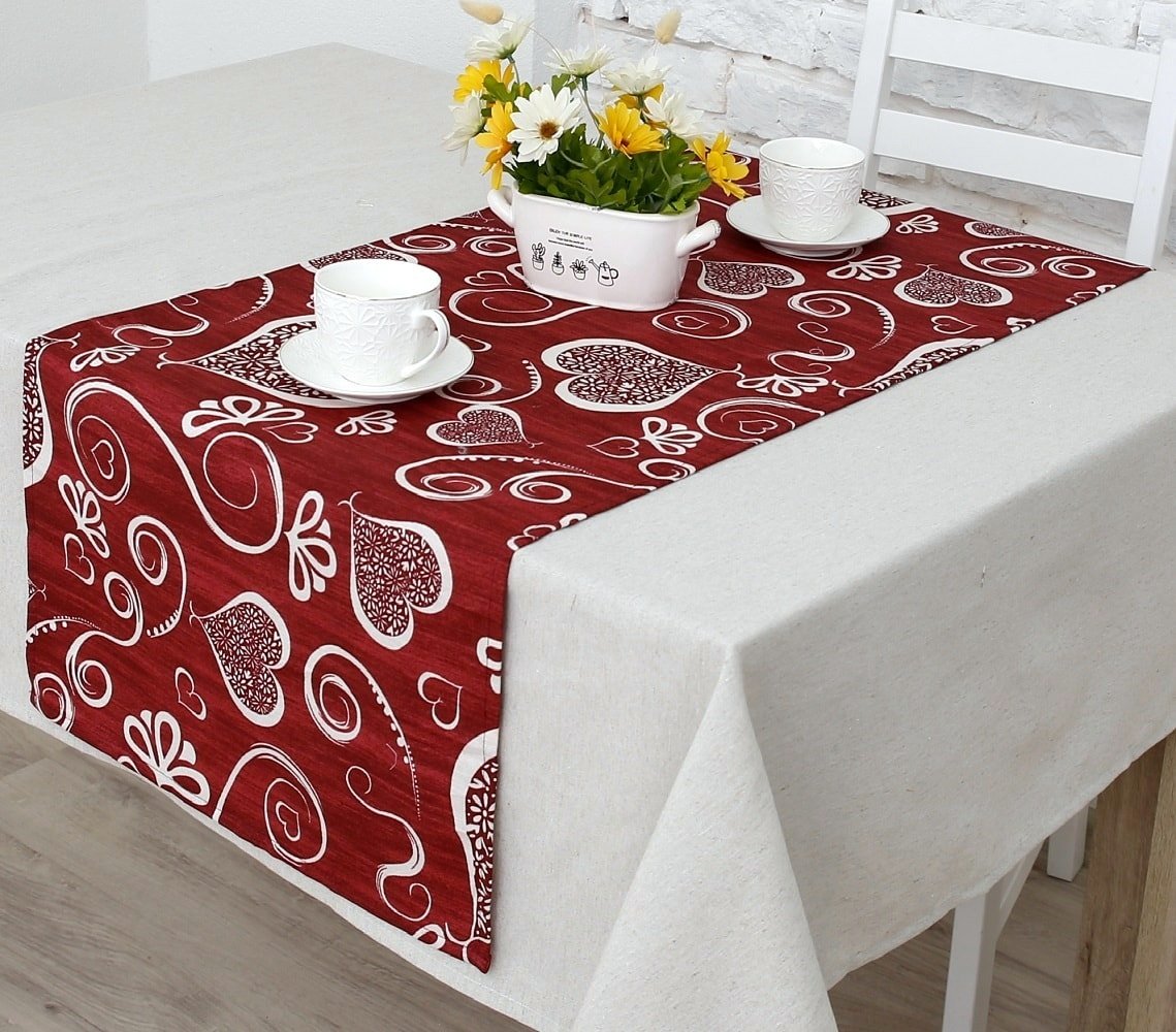 

Дорожка на стол Loon Амур негатив 135x45 (бордовый)