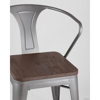 Стул с подлокотниками Stool Group Tolix ARM wood c подлокотниками (серебристый)