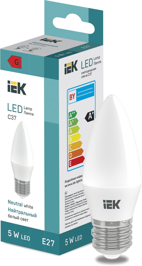 

Светодиодная лампочка IEK LED Candle C37 400lm 4000K E27