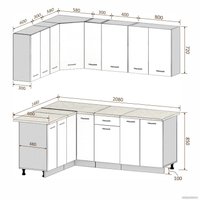 Готовая кухня Кортекс-мебель Корнелия Лира 1.5x2.1 (крем/капучино/дуб бунратти)