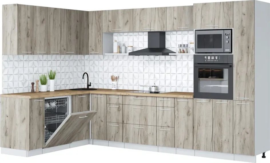 Готовая кухня Интерлиния Мила Лайт 1.896х3.28 (дуб серый/дуб серый/дуб бунратти)