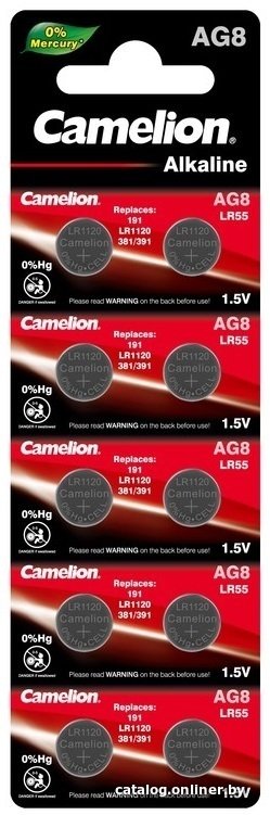 Батарейка Camelion АG8-BP10 Mercury Free 12816