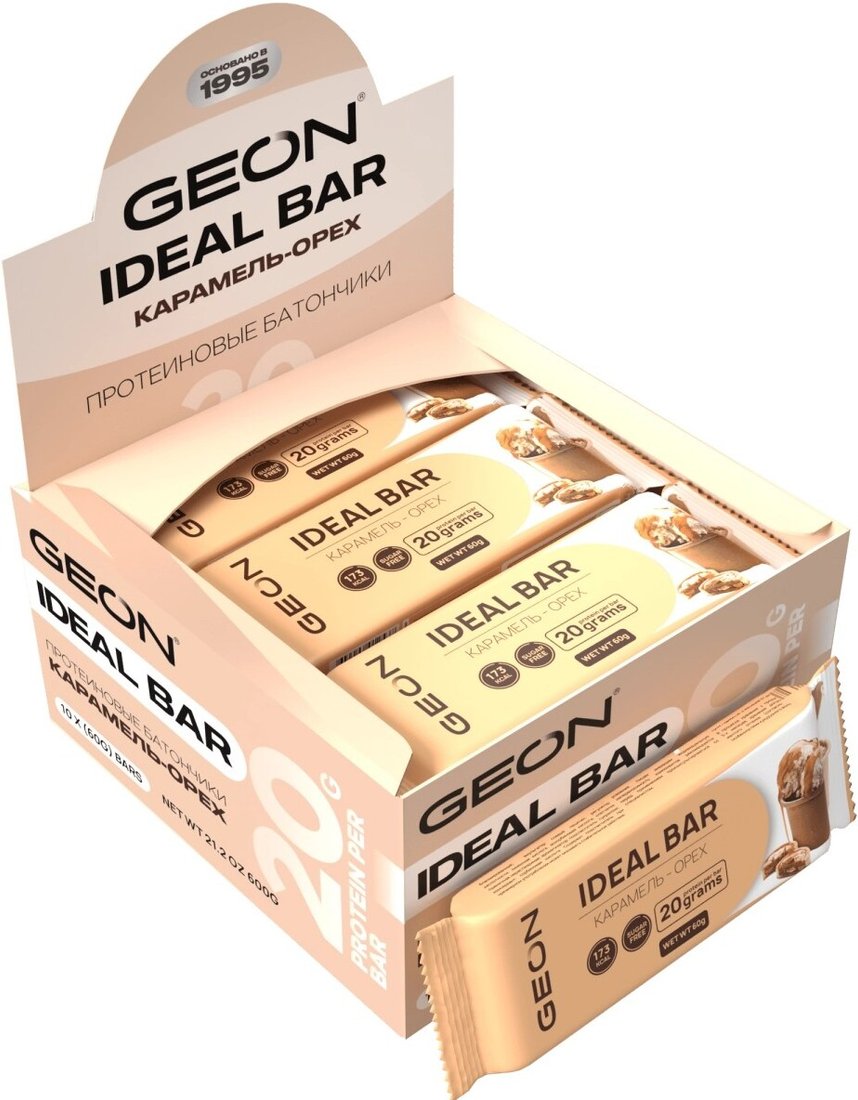 Протеиновый батончик Geon Idealbar 33% белка (карамель/орех, 60 г)