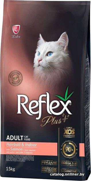 Сухой корм для кошек Reflex Plus Hairball с лососем и курицей (15 кг)
