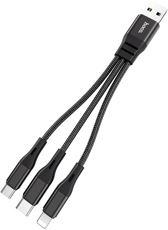 

Кабель Hoco X47 USB Type-A - Lightning/Micro/Type-C (0.25 м, черный)