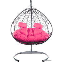 Подвесное кресло M-Group Для двоих 11450308 (серый ротанг/розовая подушка)
