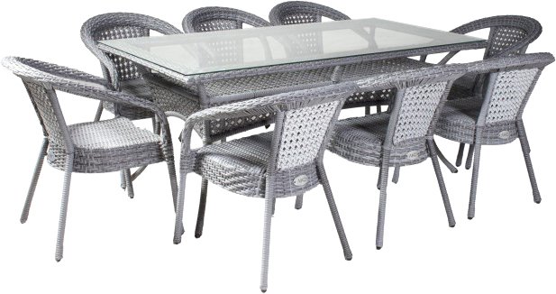 

Обеденная группа Aiko Rattan Deco 8 (серый)