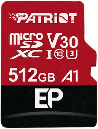 Карта памяти Patriot microSDXC EP Series PEF512GEP31MCX 512GB (с адаптером)