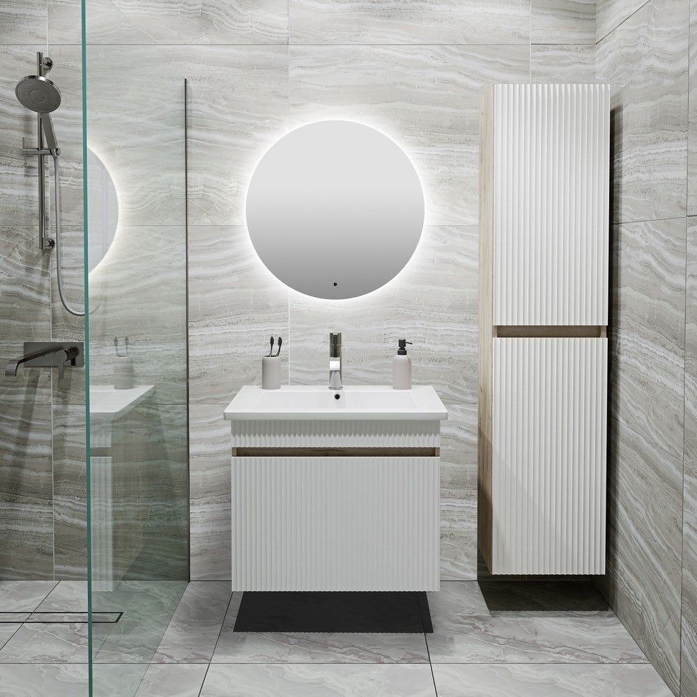 

Runo Тумба с умывальником Runo Модена 65 + Оскар 65 (подвесная, крафтовый дуб)