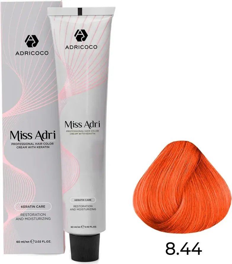 

Крем-краска Adricoco Miss Adri 8.44 (100мл, светлый блонд интенсивный медный)