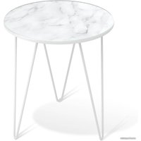 Журнальный столик Sheffilton SHT-CT27 (белый муар/белый мрамор)