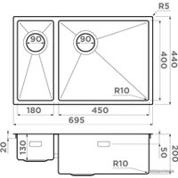 Кухонная мойка Omoikiri Taki 69-2-U/IF-GB-R Side (графит)