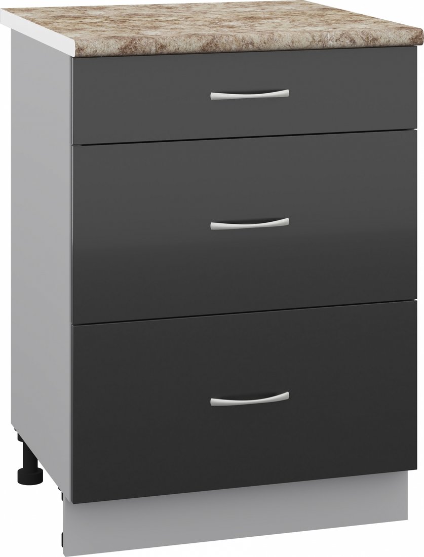 

Шкаф напольный Кортекс-мебель Корнелия Лира НШ60р3ш (черный/мадрид)