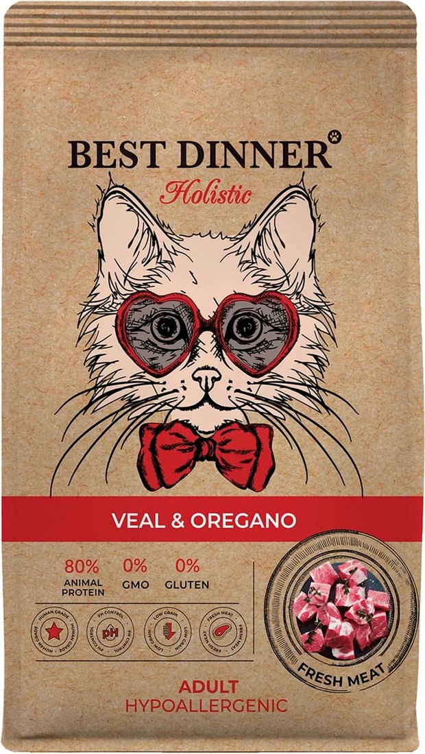 

Сухой корм для кошек Best Dinner Adult Cat Holistic VEAL&OREGANO (10кг)