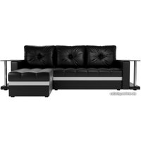 Угловой диван Craftmebel Атланта М угловой 2 стола (боннель, левый, черная экокожа)