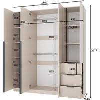 Шкаф распашной Mio Tesoro Мельбурн 4DG3S (кашемир)