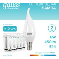 Светодиодная лампочка Gauss Elementary Candle 6Вт E14 4100K