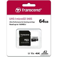 Карта памяти Transcend microSDXC 340S 64GB (с адаптером)