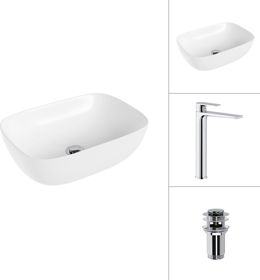 Умывальник Lauter 21493A + Reef 21CK8678C с донным клапаном 21190CH (хром)