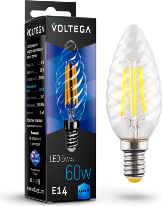 

Светодиодная лампочка Voltega Crystal Candle corn 6W 4000K E14 7028