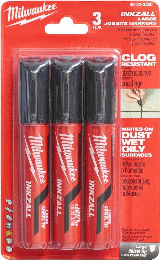 Маркер строительный Milwaukee Inkzall L 4932471554 (3 шт, черный)