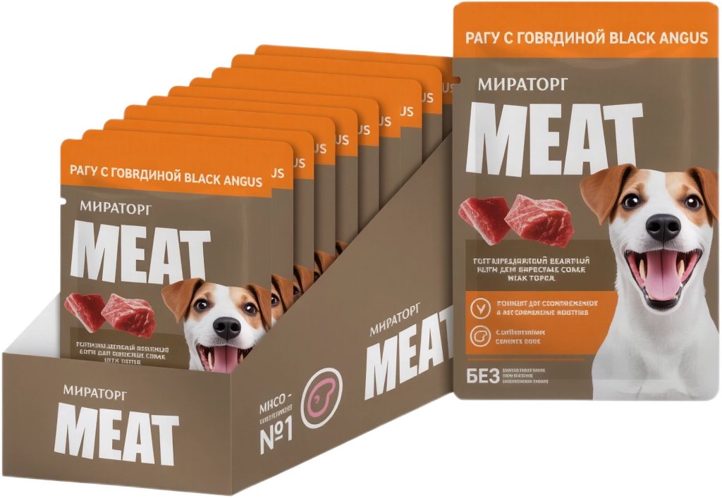 Консервированный корм для собак Мираторг Meat Рагу с говядиной Black Angus 28x80 г
