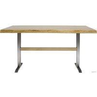 Кухонный стол Buro7 Двутавр 150 (с обзолом, дуб натуральный/серебро)