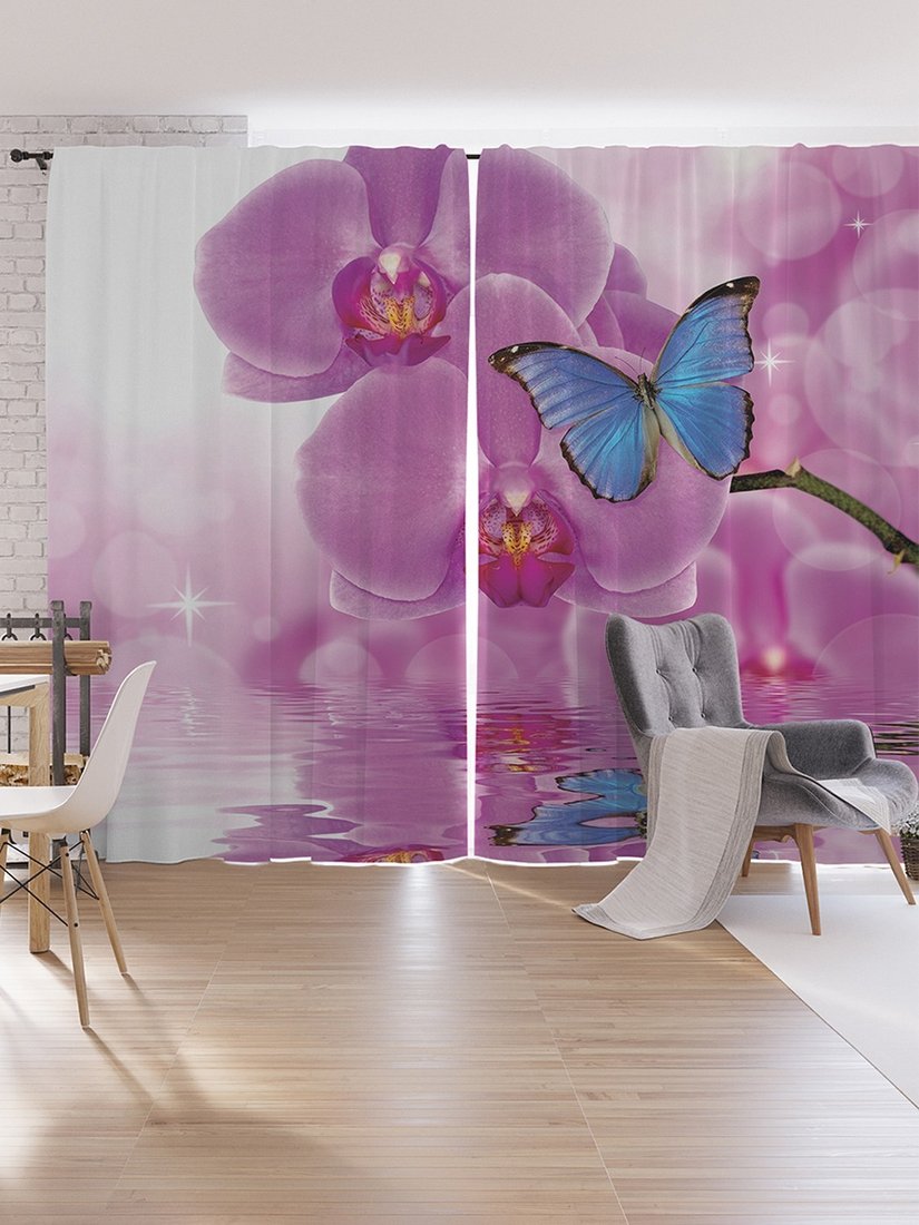 

Комплект штор JoyArty Бабочка на орхидее Oxford DeLux 1.7x2.65 м (2 шт)