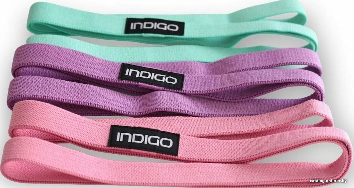 Набор фитнес резинок Indigo IN341 (3 шт, сиреневый/розовый/бирюзовый)