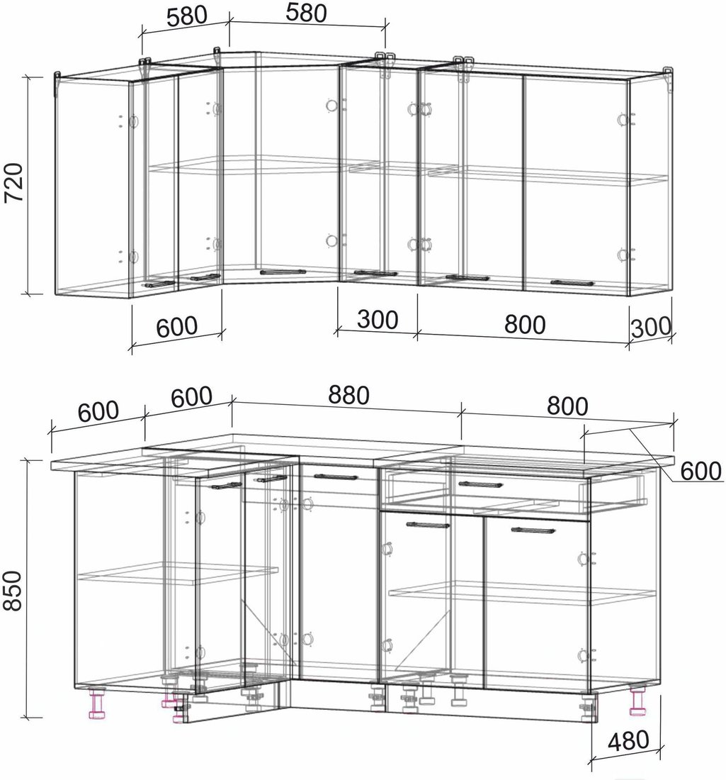 

Готовая кухня Интерлиния Мила Лайт 1.2x1.7 (дуб золотой)