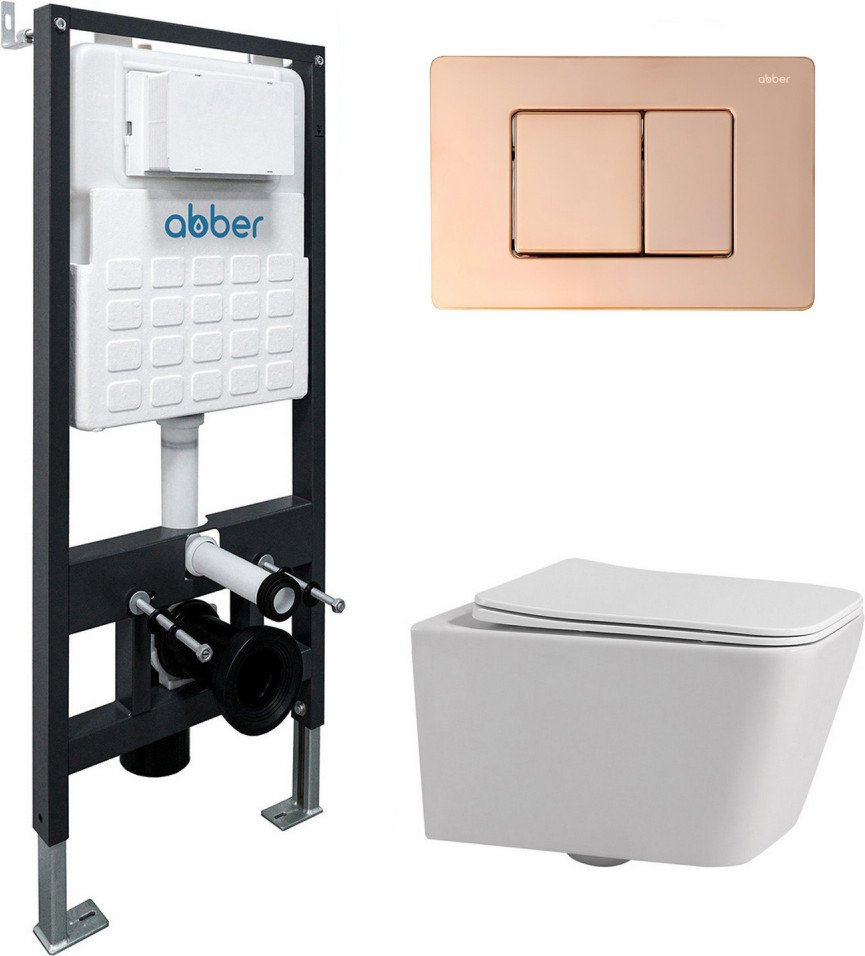 

Унитаз подвесной Abber Rechteck AC1201-AC0105-AC0120RG (с кнопкой смыва)