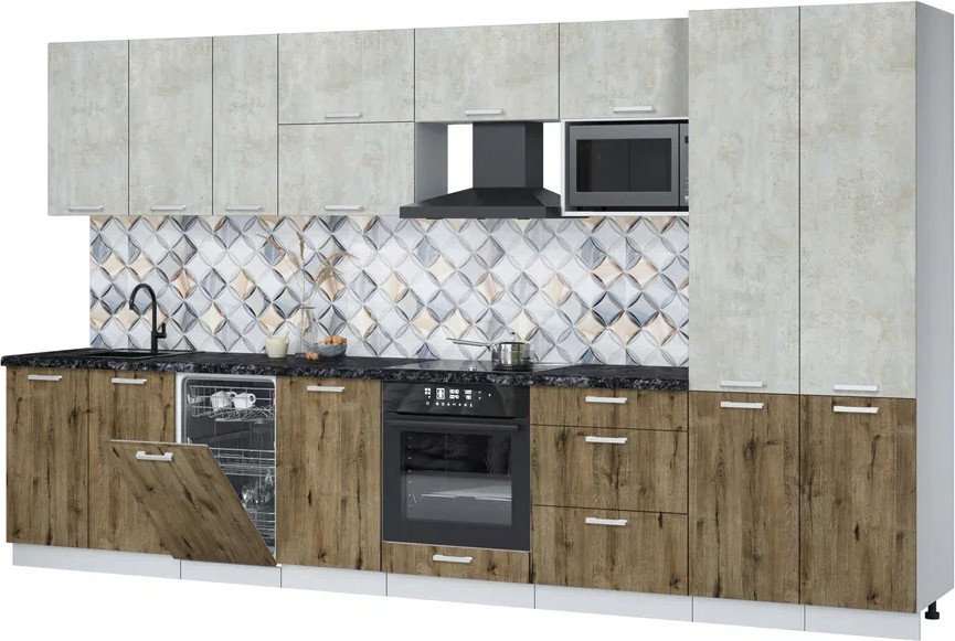 

Готовая кухня Интерлиния Мила Лайт 3.7-ПМ4 (бетон лайт/дуб веллингтон/кастилло темный)