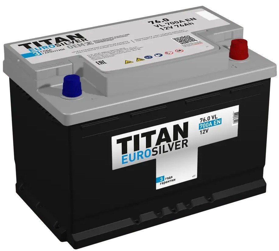 Автомобильный аккумулятор Titan EuroSilver R+ (76 А·ч)