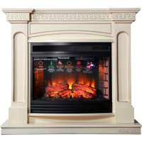Электрокамин InterFlame Мадея 25 (бежевый с золотой патиной) + Panoramic 25 LED FX