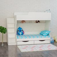 Двухъярусная кровать Можга Капризун 6 с ящиками Р443 (белый)