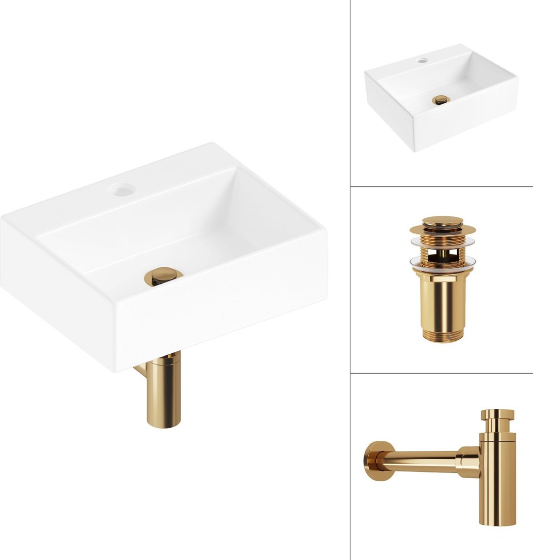 

Умывальник Lauter 21344 + клапан 21190G + сифон 21635G (золото)