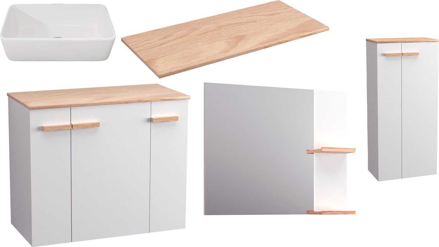 

Lauter Комплект мебели для ванной Adri тумба, столешница, раковина 21674A (шкаф-пенал, зеркало, 79 см, белый глянец)