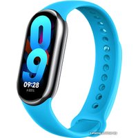 Фитнес-браслет Xiaomi Smart Band 8 (серый, с голубым силиконовым ремешком, международная версия)