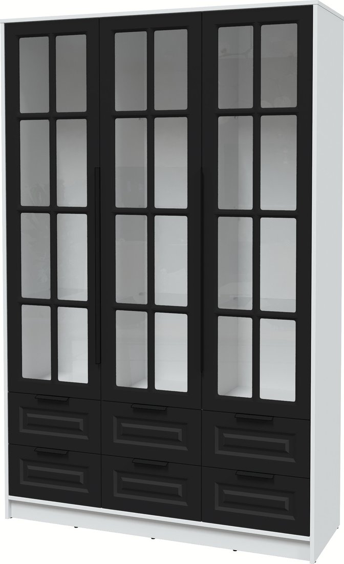 

Шкаф-витрина Интерлиния Концепт КТ-ШВ3 Деко (белый платинум/черный)