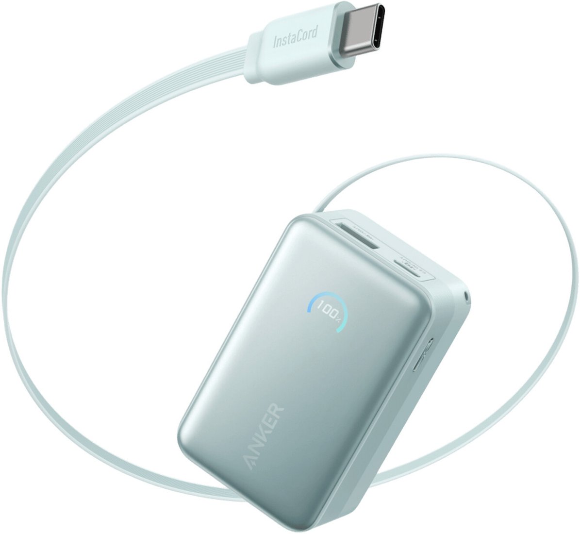 Внешний аккумулятор Anker Nano Power Bank Built-in USB-C A1638 45W 10000mAh (зеленый)