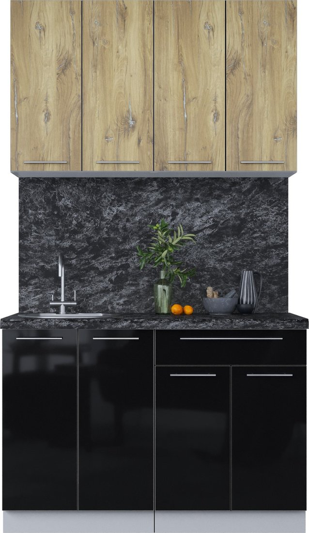 

Готовая кухня Интерлиния Мила Пластик 1.2 А (дуб эпоксид/черный/кастилло темный)