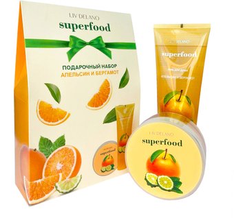 Подарочный набор Liv Delano Superfood Апельсин и бергамот Гель для душа 250 мл + Крем для тела 240 мл