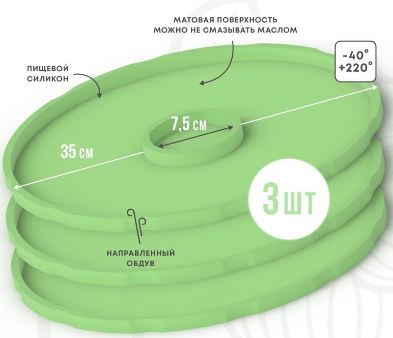 

Поддон для пастилы Сам Себе Шеф силиконовый сплошной d35 (3 шт)